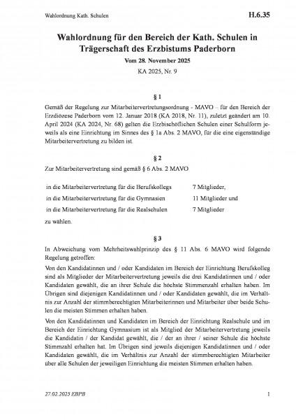 H.6.35 Wahlordnung Kath. Schulen