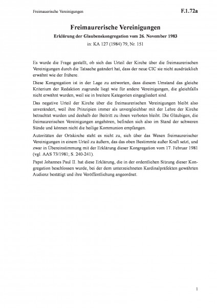 F.1.72a Freimauerische Vereinigungen