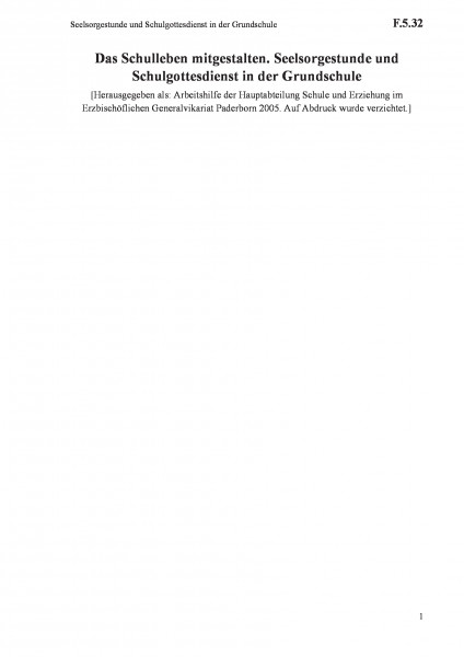 F.5.32 Seelsorgestunde und Schulgottesdienst in der Grundschule