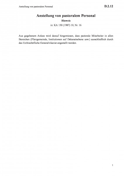D.2.12 Anstellung von pastoralem Personal