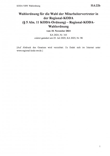 H.6.22b KODA NRW. Wahlordnung