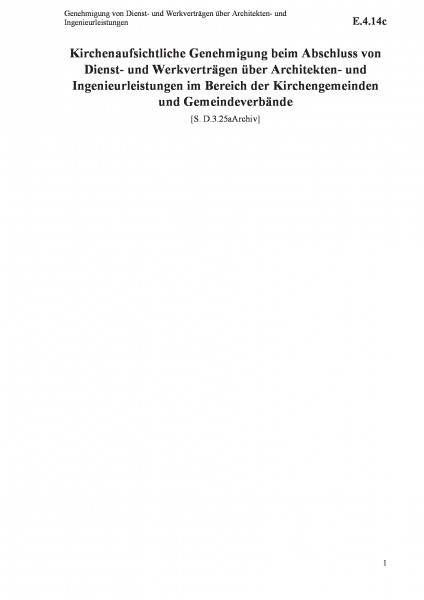 E.4.14c Genehmigung von Dienst- und Werkverträgen über Architekten- und Ingenieurleistungen