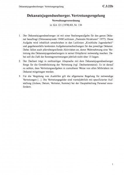 C.3.22b Dekanatsjugendseelsorger. Vertretungsregelung