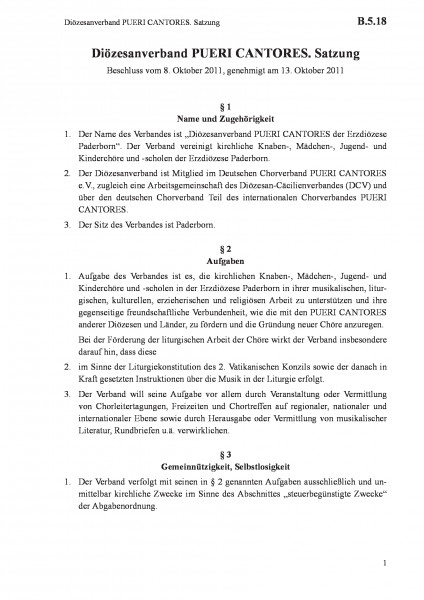 B.5.18 Diözesanverband PUERI CANTORES. Satzung