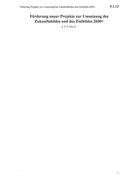 F.1.13 Förderung Projekte zur Umsetzung des Zukunftsbildes und Zielbildes 2030+