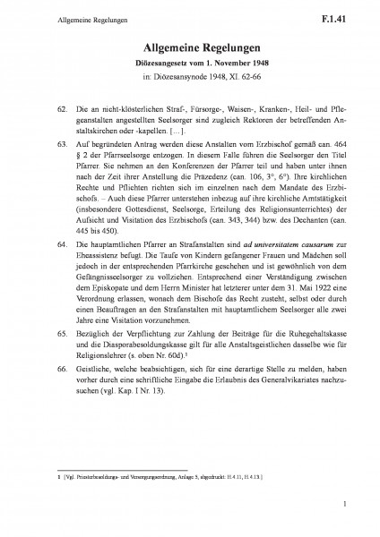 F.1.41 Allgemeine Regelungen