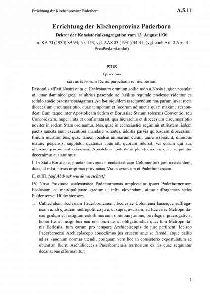 A.5.11 Errichtung der Kirchenprovinz Paderborn