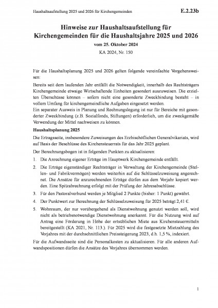 E.2.23b Haushaltsaufstellung 2025 und 2026 für Kirchengemeinden