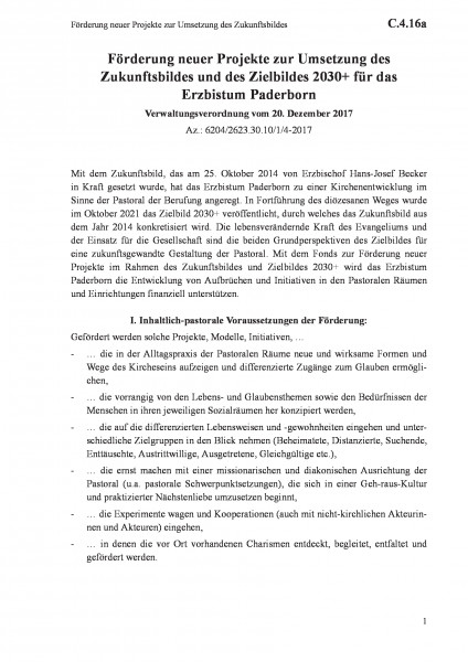 C.4.16a Förderung neuer Projekte zur Umsetzung des Zukunftsbildes