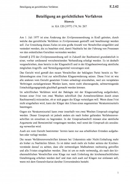 E.2.62 Beteiligung an gerichtlichen Verfahren