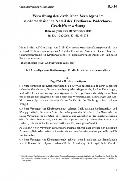 D.3.44 Geschäftsanweisung Niedersachsen