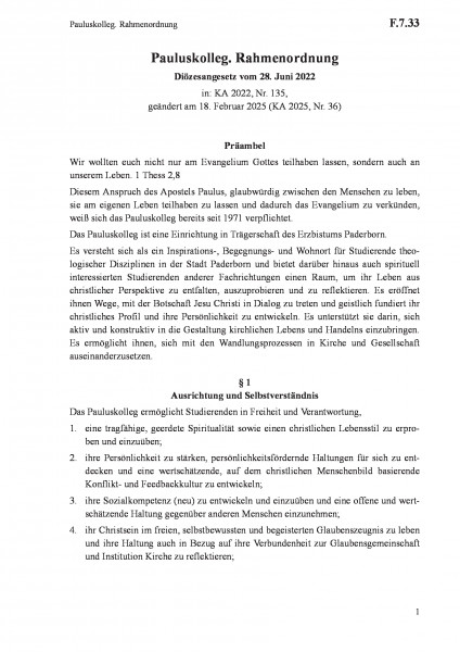 F.7.33 Pauluskolleg. Rahmenordnung