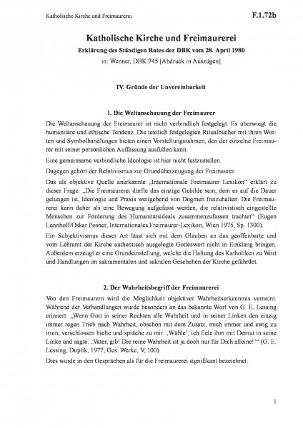 F.1.72b Katholische Kirche und Freimaurerei