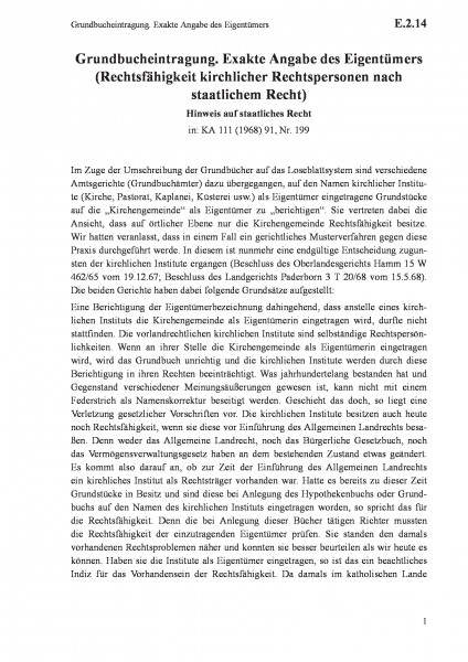 E.2.14 Grundbucheintragung. Exakte Angabe des Eigentümers