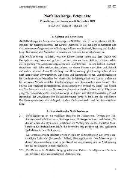 F.1.52 Notfallseelsorge. Eckpunkte