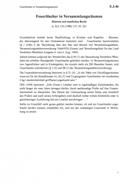 E.3.46 Feuerlöscher in Versammlungsräumen