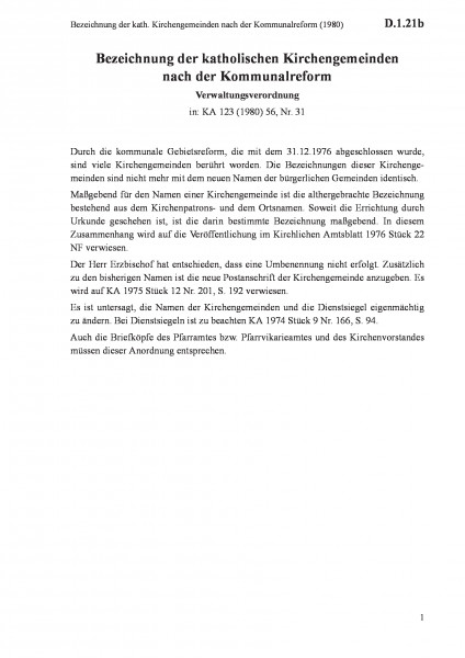 D.1.21b Bezeichnung der kath. Kirchengemeinden nach der Kommunalreform (1980)