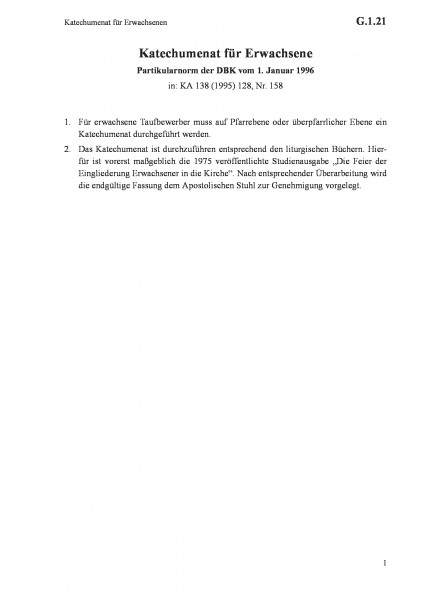 G.1.21 Katechumenat für Erwachsenen