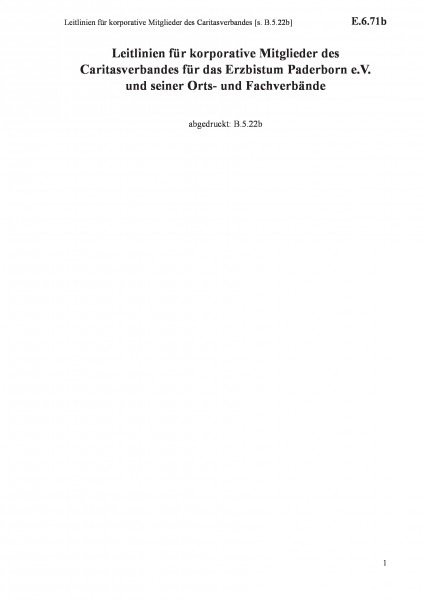 E.6.71b Leitlinien für korporative Mitglieder des Caritasverbandes [s. B.5.22b]