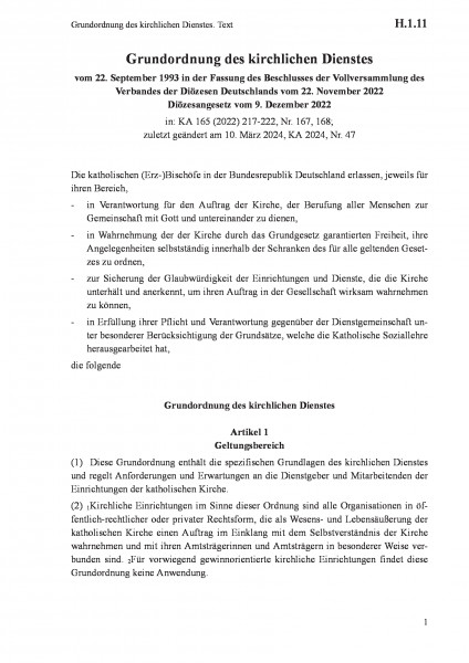 H.1.11 Grundordnung des kirchlichen Dienstes. Text