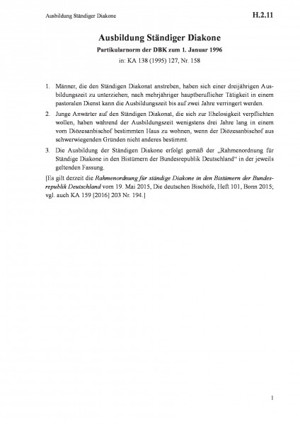 H.2.11 Ausbildung Ständiger Diakone