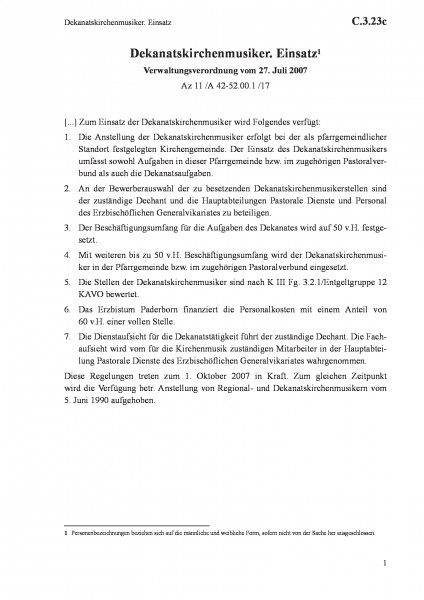 C.3.23c Dekanatskirchenmusiker. Einsatz