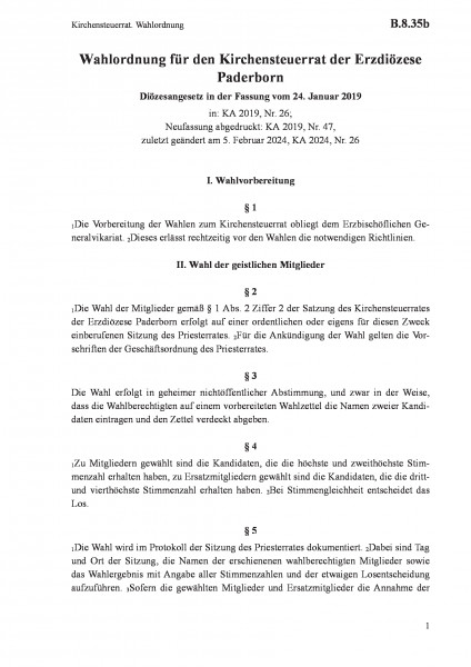 B.8.35b Kirchensteuerrat. Wahlordnung