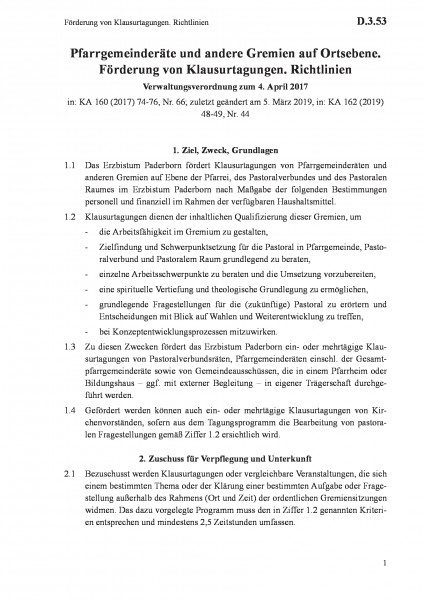 D.3.53 Förderung von Klausurtagungen. Richtlinien