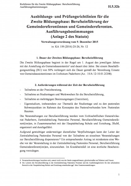 H.5.32b Richtlinien für die Zweite Bildungsphase: Berufseinführung. Ausführungsbestimmungen