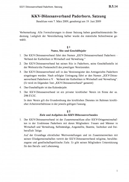 B.5.14 KKV Diözesanverband Paderborn. Satzung