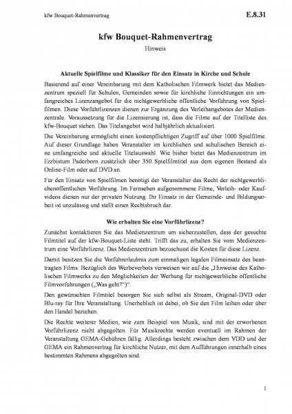 E.8.31 kfw Bouquet-Rahmenvertrag