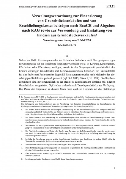 E.3.11 Finanzierung von Grundstücksankäufen und von Erschließungskostenbeiträgen