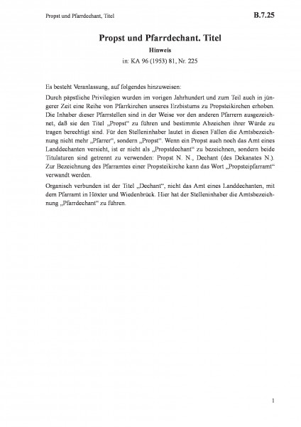 B.7.25 Propst und Pfarrdechant, Titel
