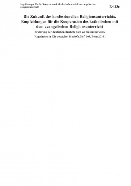 F.4.13e Empfehlungen für die Kooperation des katholischen mit dem evangelischen Religionsunterricht
