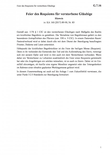 G.7.16 Feier des Requiems für verstorbene Gläubige