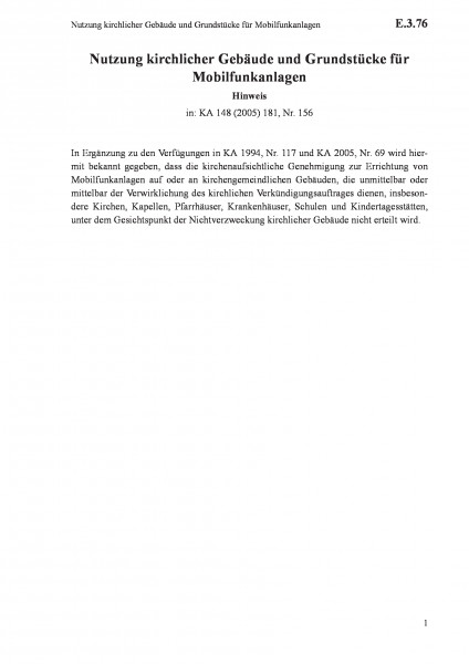 E.3.76 Nutzung kirchlicher Gebäude und Grundstücke für Mobilfunkanlagen
