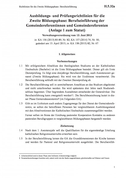 H.5.32a Richtlinien für die Zweite Bildungsphase: Berufseinführung