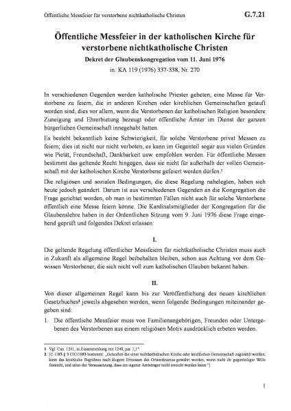 G.7.21 Öffentliche Messfeier für verstorbene nichtkatholische Christen