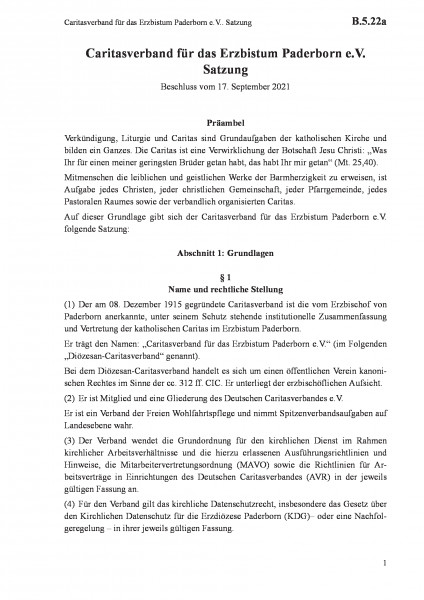 B.5.22a Caritasverband für das Erzbistum Paderborn e.V.. Satzung