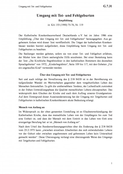 G.7.31 Umgang mit Tot- und Fehlgeburten