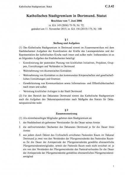 C.3.42 Katholisches Stadtgremium. Statut