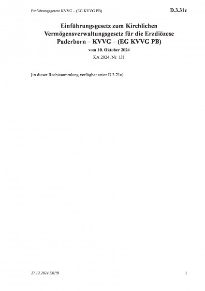 D.3.31c Einführungsgesetz KVVG – (EG KVVG PB)