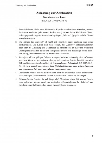 G.3.52 Zulassung zur Zelebration