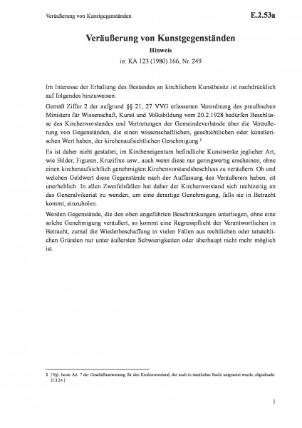 E.2.53a Veräußerung von Kunstgegenständen