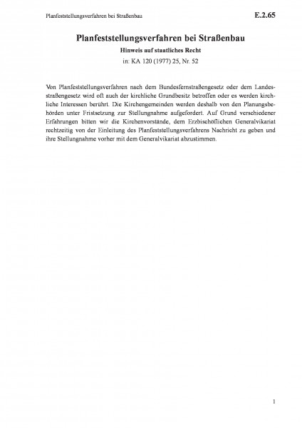 E.2.65 Planfeststellungsverfahren bei Straßenbau