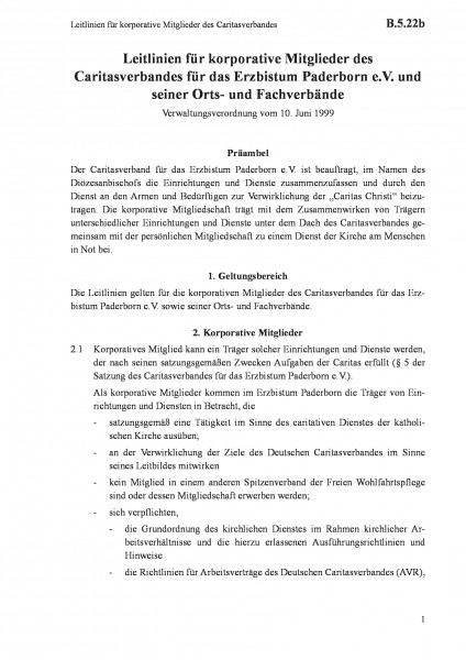 B.5.22b Leitlinien für korporative Mitglieder des Caritasverbandes