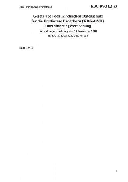 E.1.63 KDG. Durchführungsverordnung