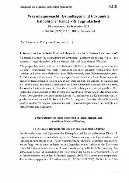 F.1.21 Grundlagen und Eckpunkte katholischer Jugendarbeit