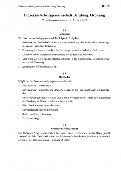 B.3.23 Diözesan-Arbeitsgemeinschaft Beratung. Ordnung
