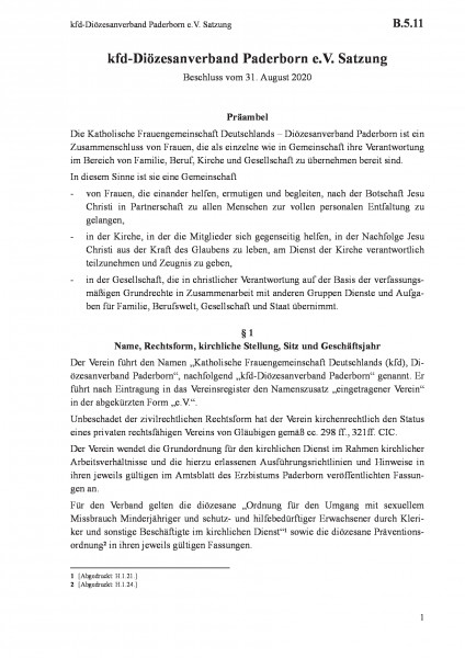 B.5.11 kfd-Diözesanverband Paderborn e.V. Satzung